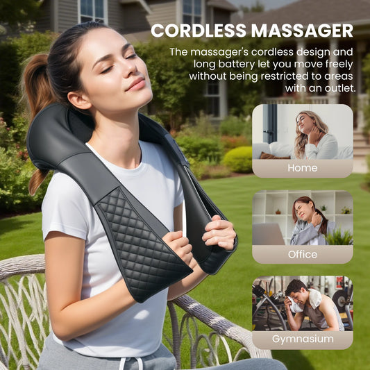 4D Shiatsu Cordless Neck Back Massager with Heat