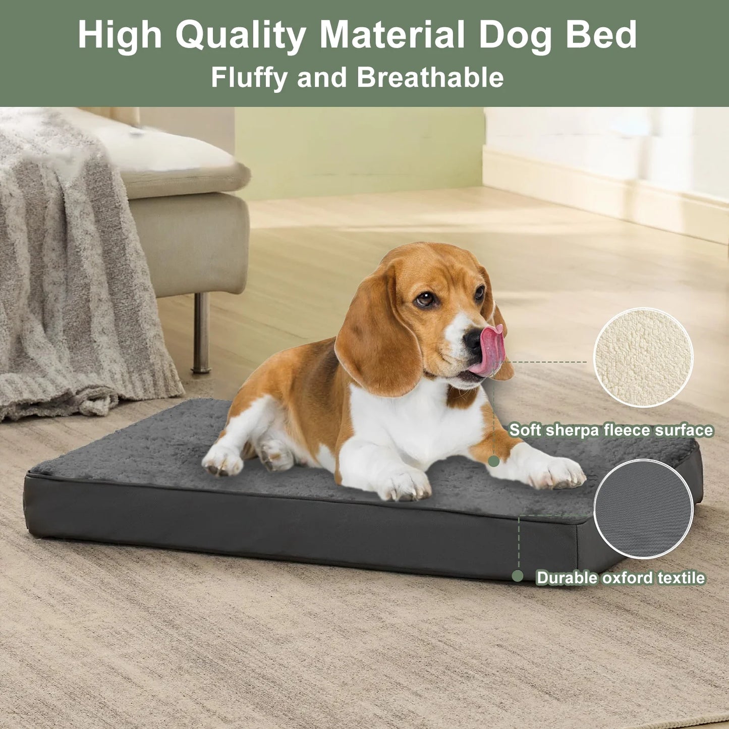 Dog Bed for Medium Dogs (Dark Grey, 30"X20"X3")
