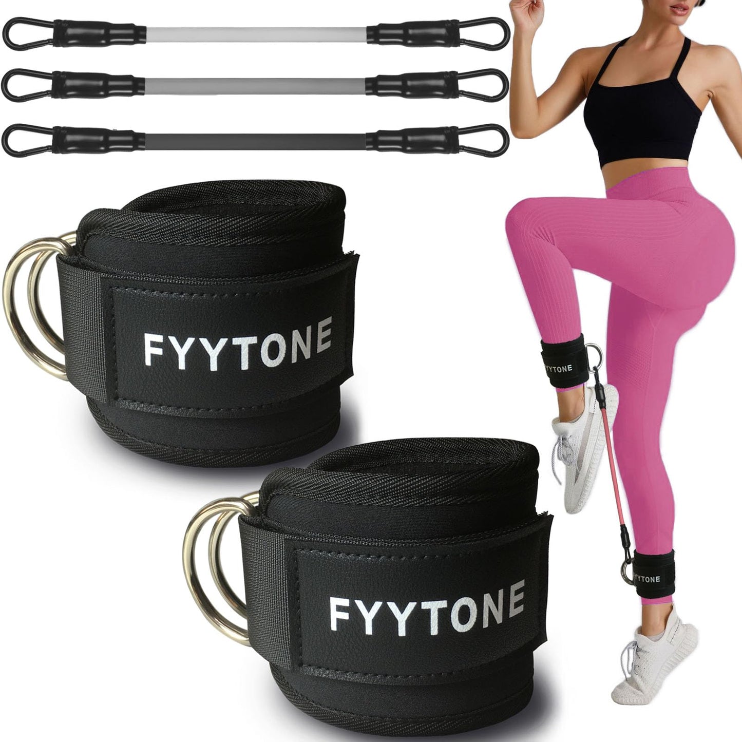 Ankle Resistance Bands with Cuffs Black