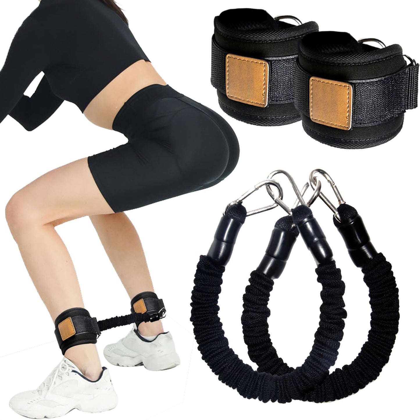 Ankle Resistance Bands with Cuffs Ankle Bands for Leg Booty Butt Lift Workout
