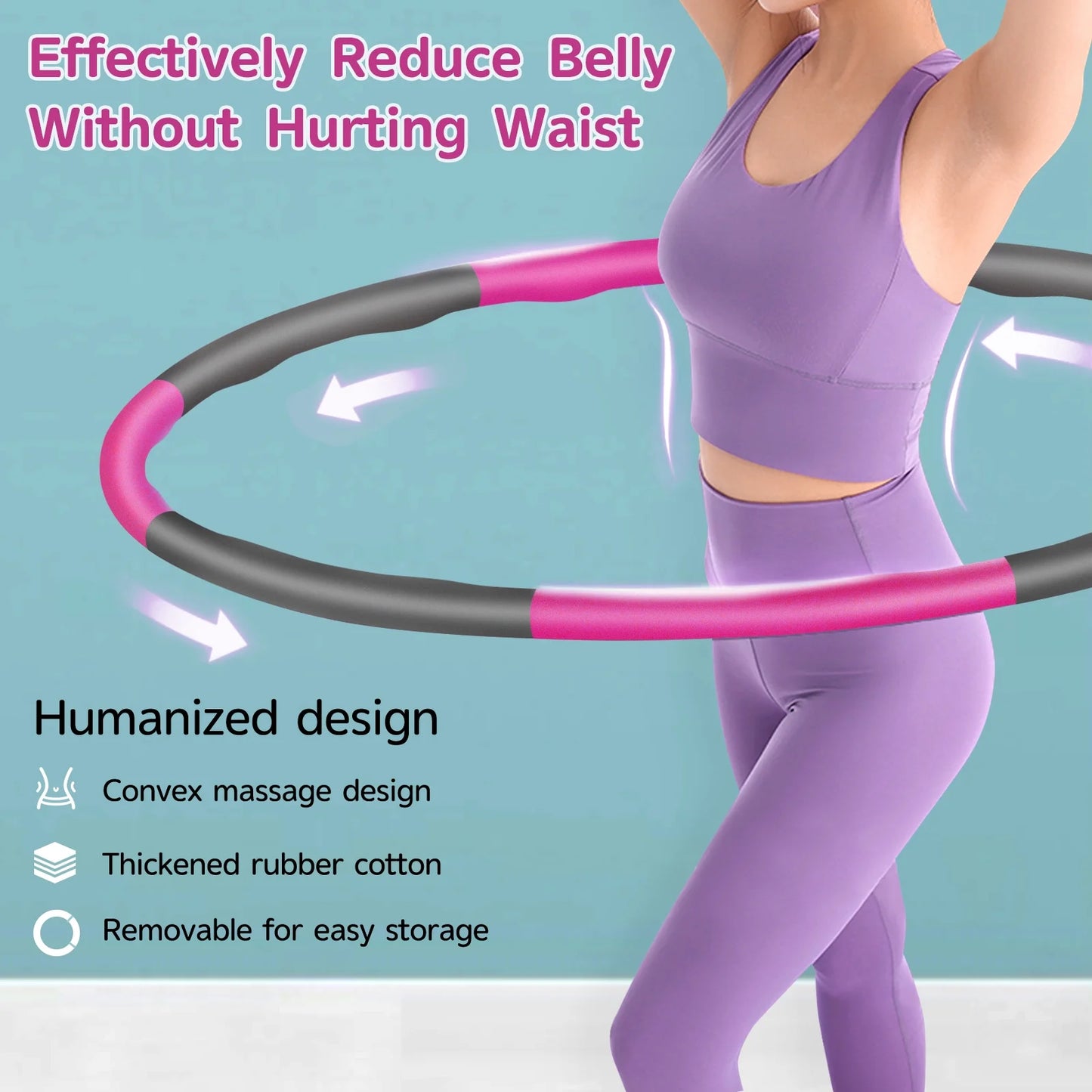 Weighted Hula Hoop for Adults Weight Loss -(Pink/Gray)