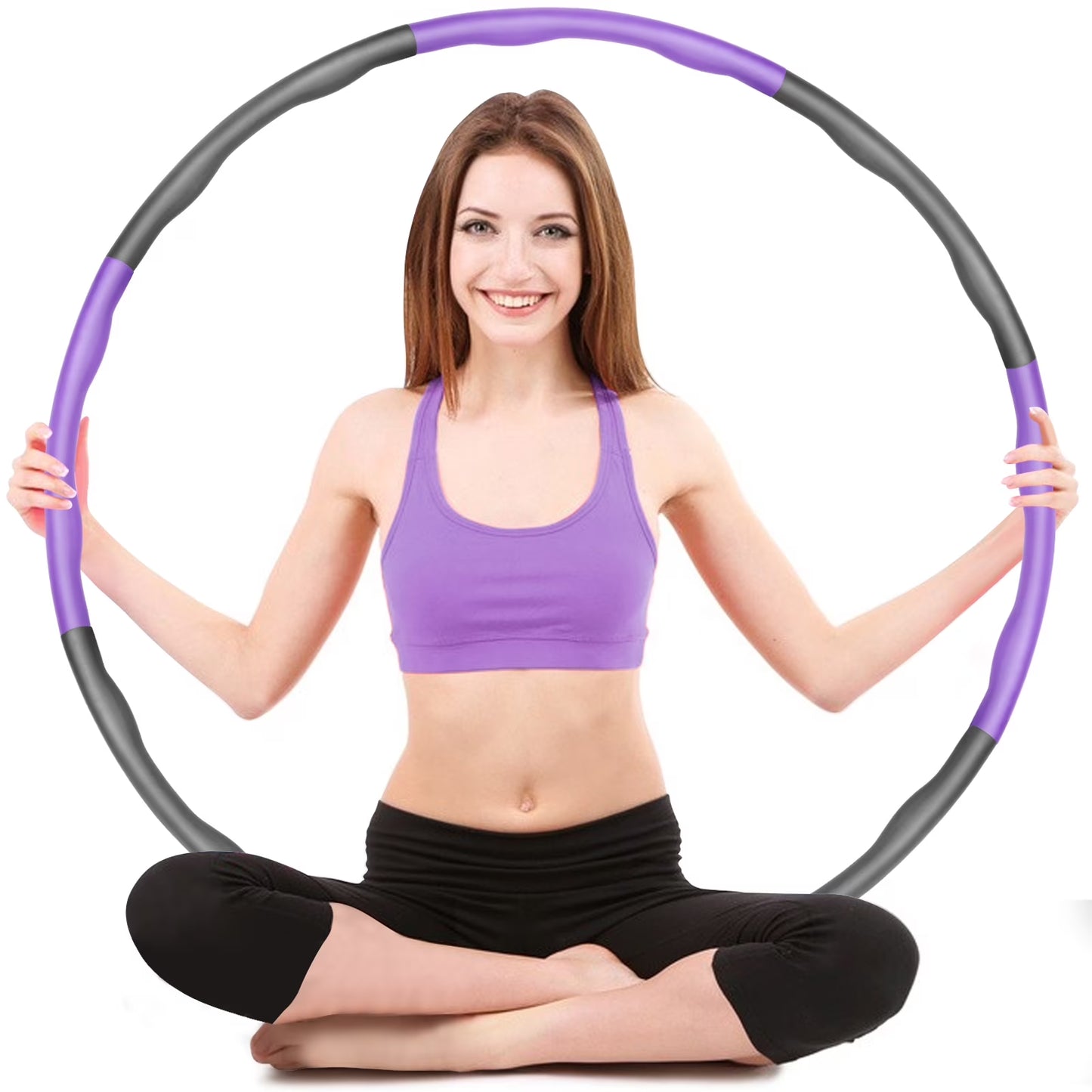 Exercise Hula Hoop with 8 Detachable Sections-(Purple/Gray)