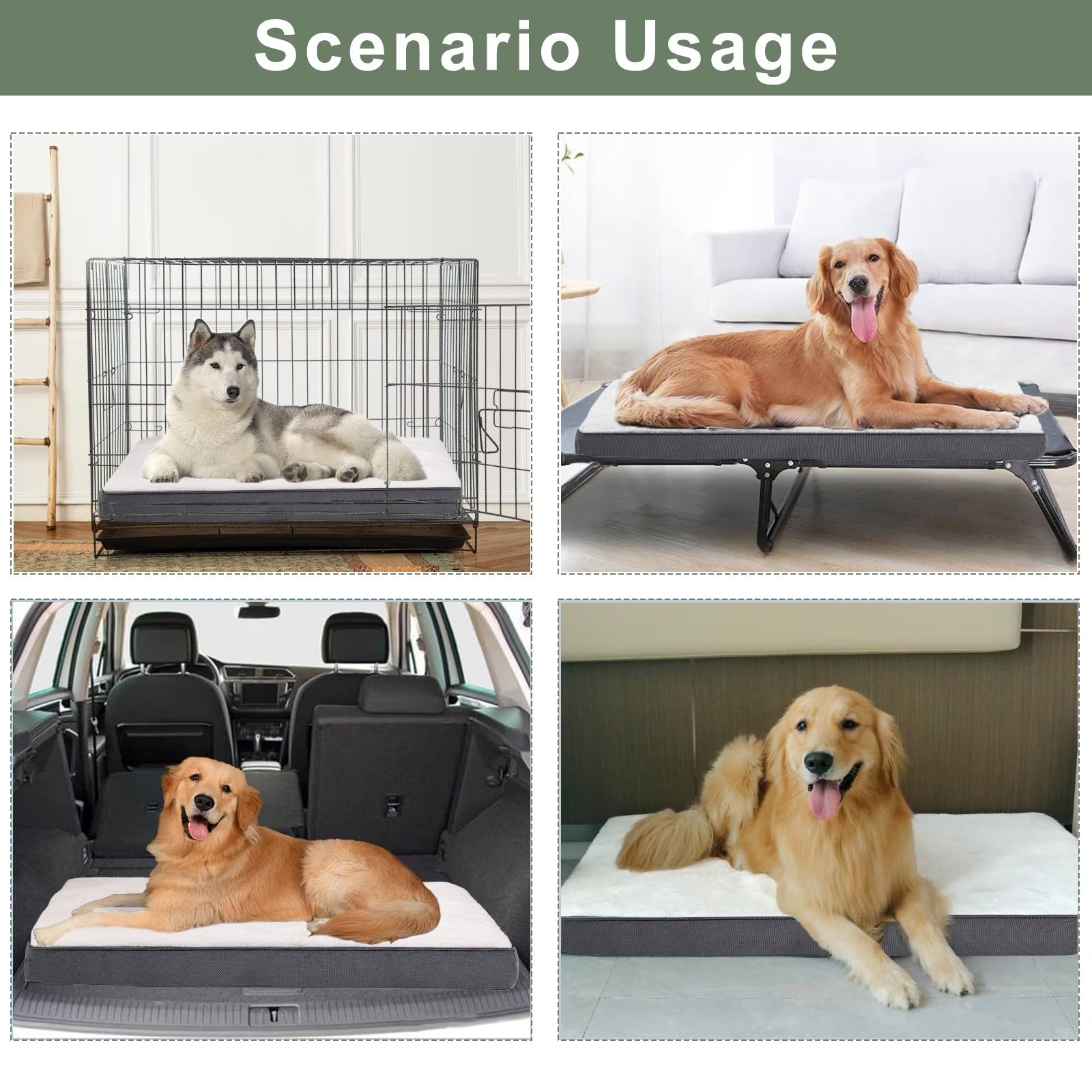 Dog Bed for Large Dogs, Grey White, 36"X27"X3")