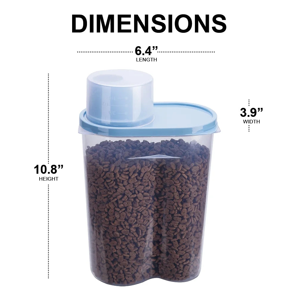 Pet Food Container Dog Cat Food Storage with Measuring Cup   2 Pack 2lb/2.5L