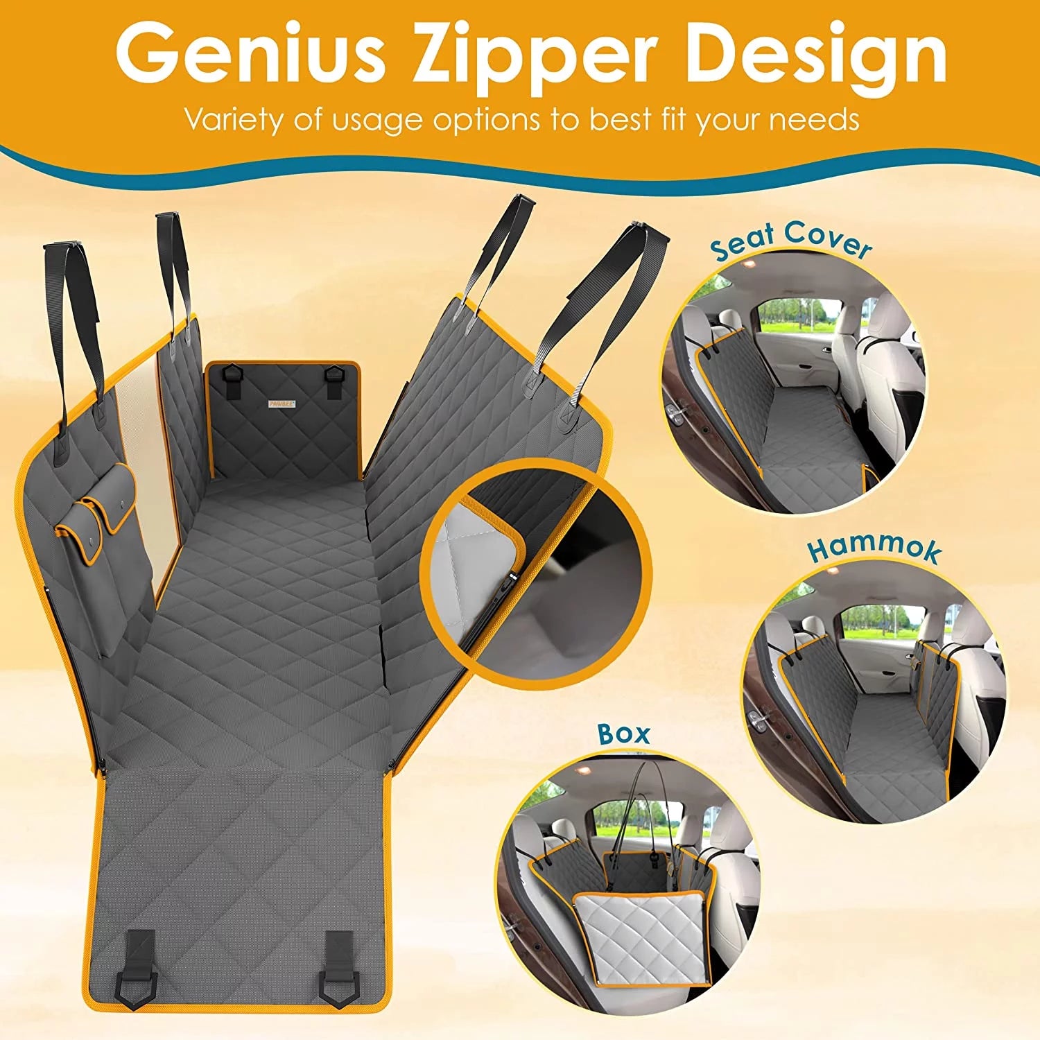Dog Car Seat Cover, Waterproof & Nonslip Back Seat 