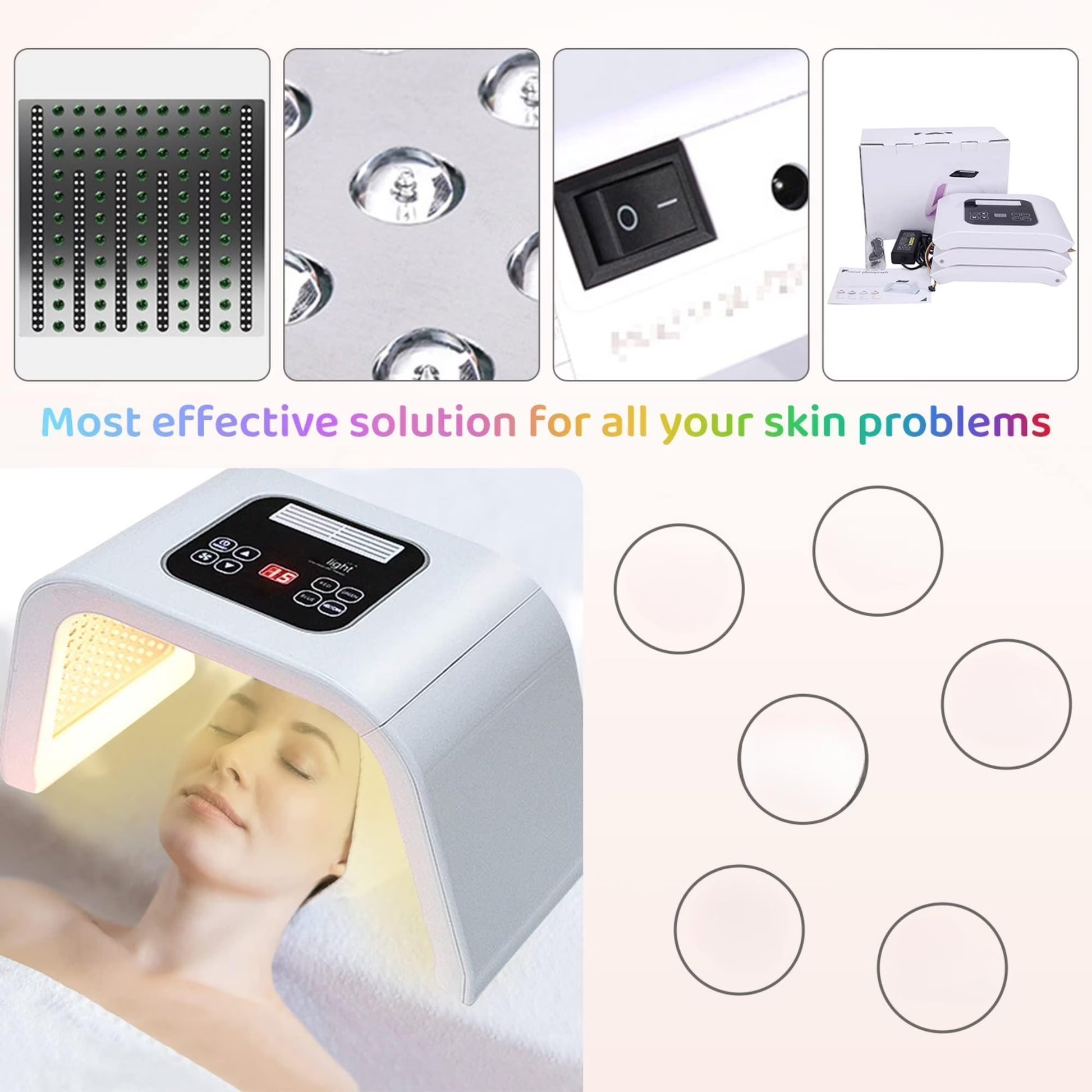 Red Light Therapy for Face, 7 in 1 Colors LED Face Mask Skin Care Tool