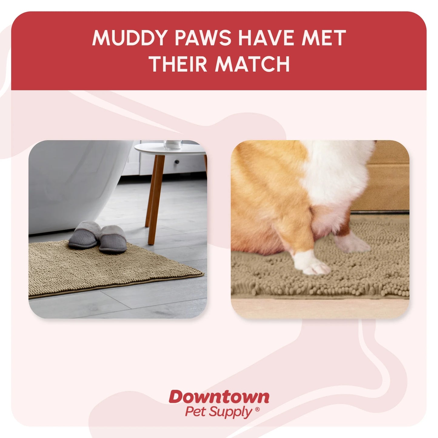 Dog Mat for Muddy Paws, Washable Dog Dog Mat, Oatmeal