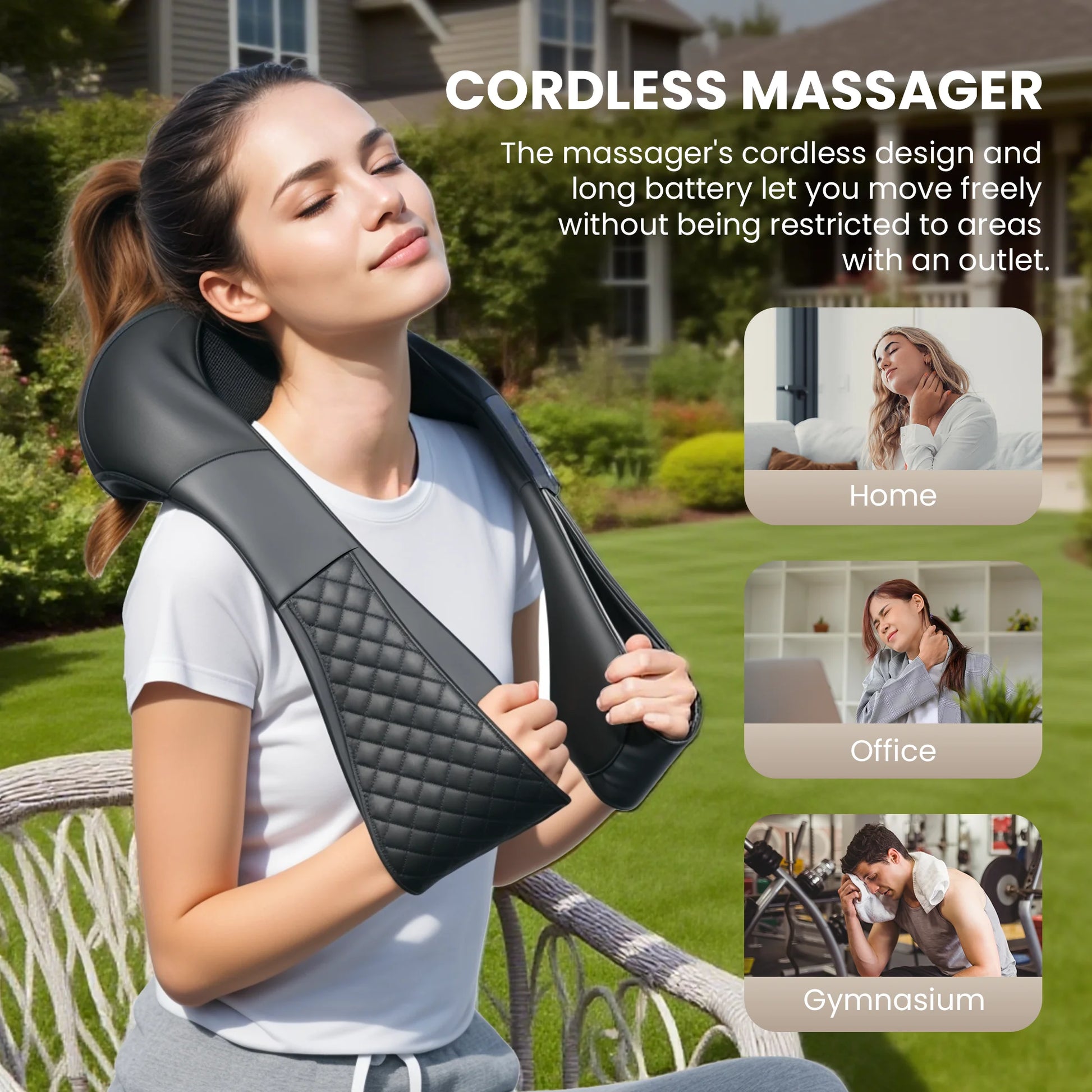 4D Shiatsu Cordless Neck Back Massager with Heat