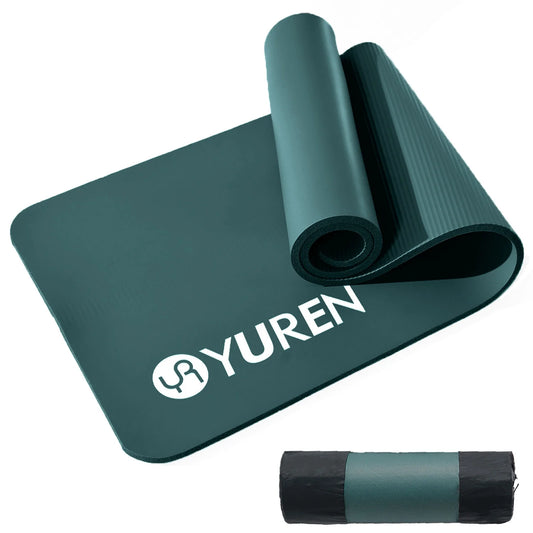 Extra Thick Yoga Mat 1-inch, 76" Long Dark Green