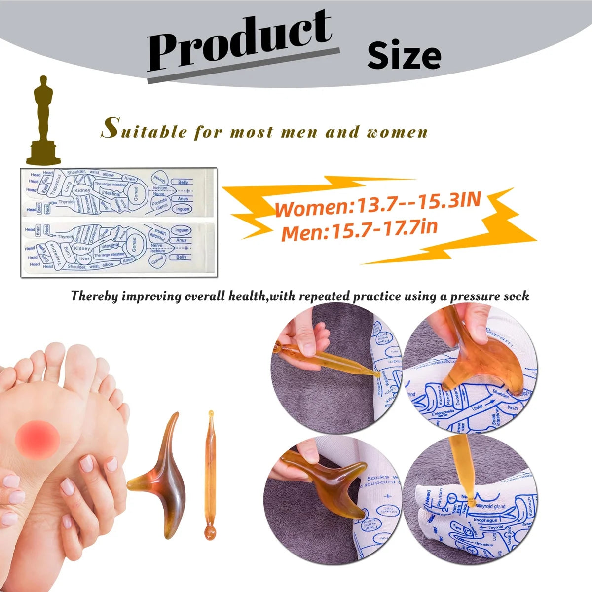 Reflexology Socks with Trigger Point Massage Tool, Foot Acupressure Reflexology Socks with Massage Socks Tools ,Relief Remedy for Foot Massage(Men,1Pair)
