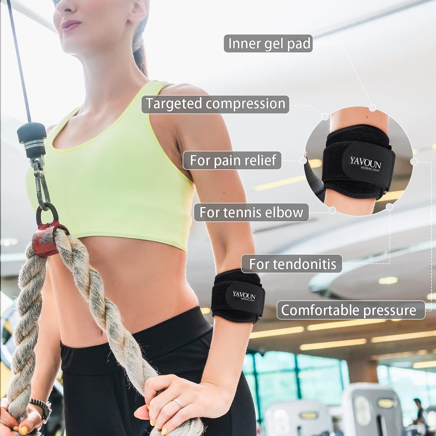 Adjustable Forearm Wraps for Elbow Pain (Black, Size L - XXL)