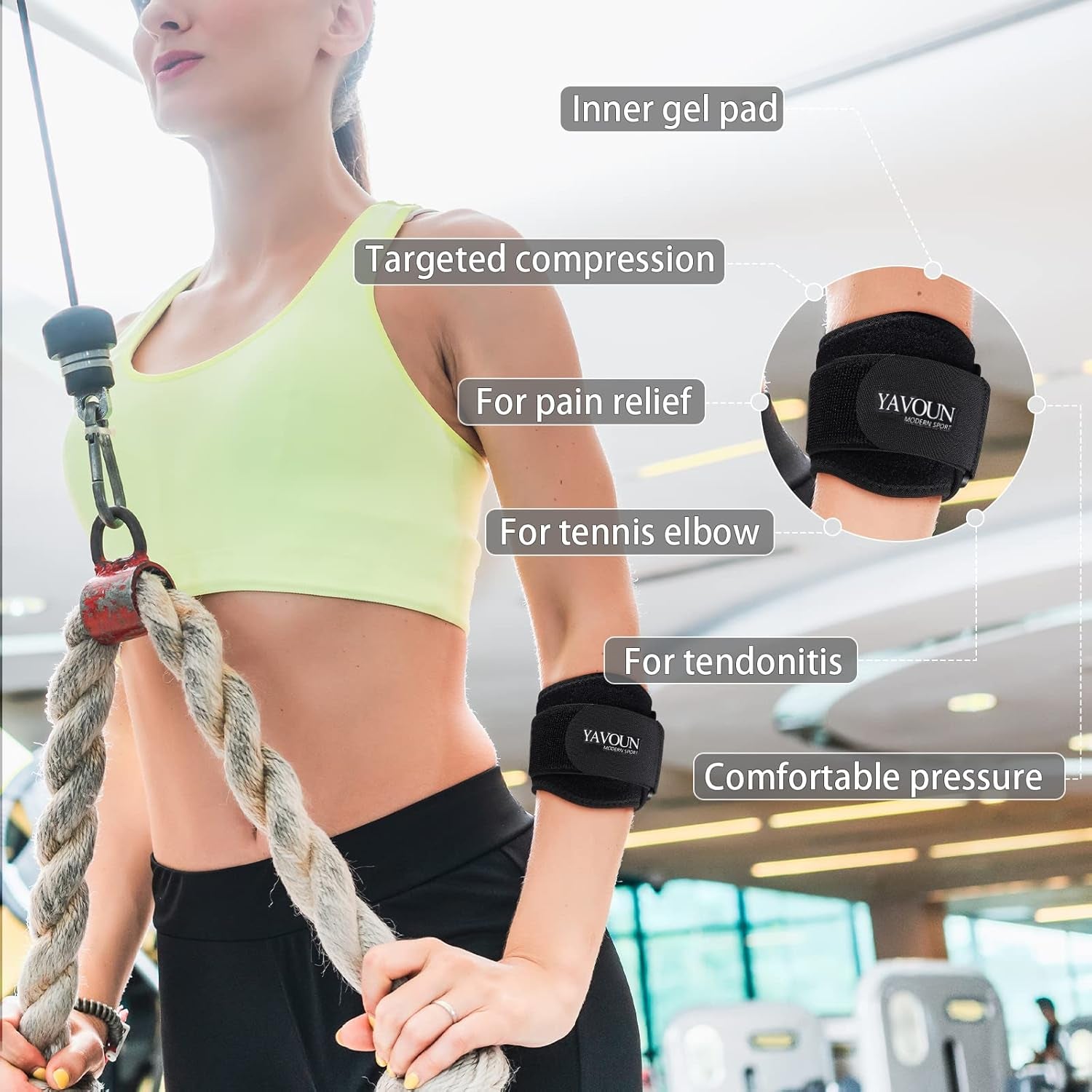 Adjustable Forearm Wraps for Elbow Pain (Black, Size L - XXL)