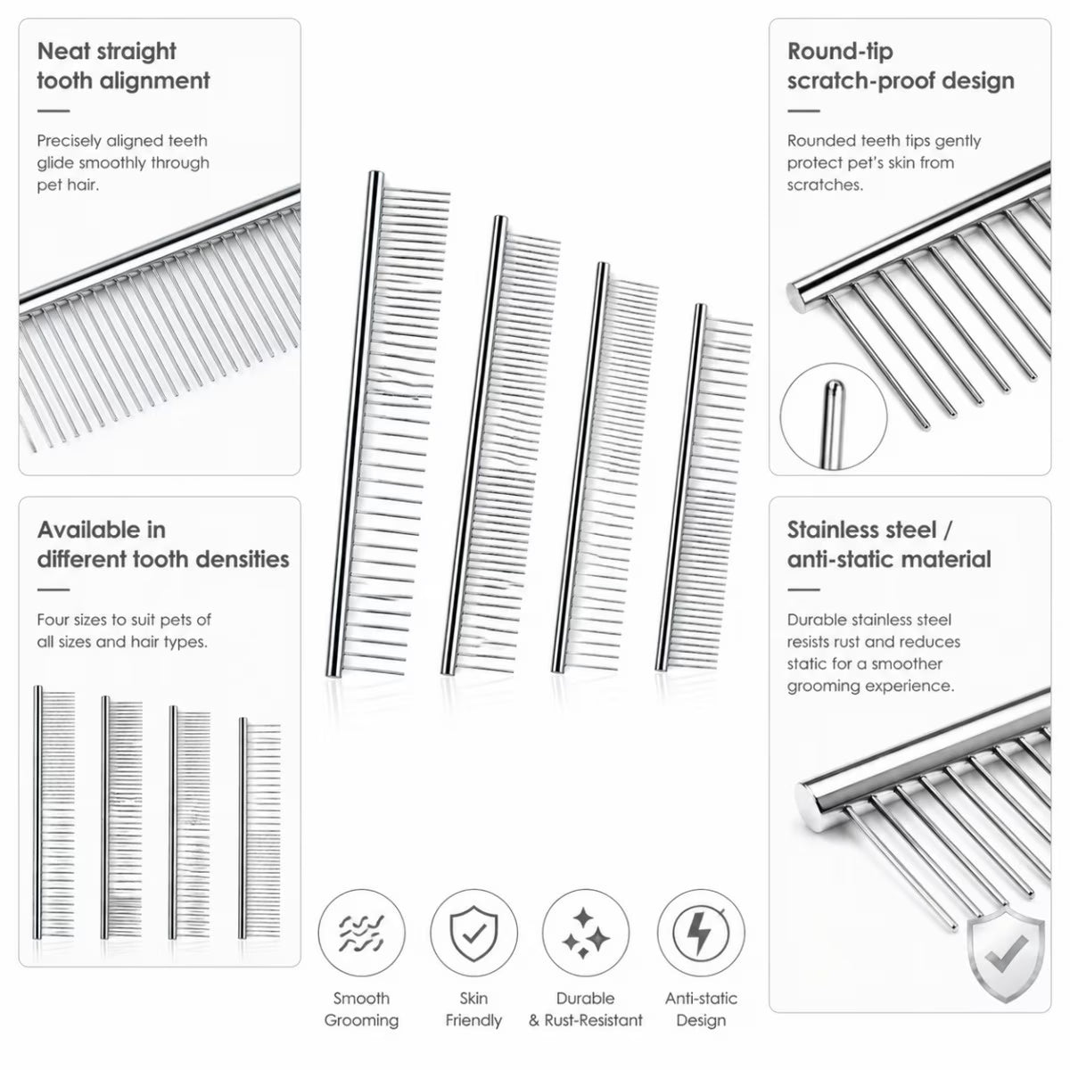 Dog Grooming Combs - 4  Pcs