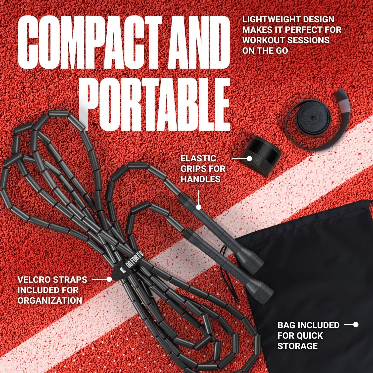 Sportbit Custom-Fit Beaded Jump Rope 