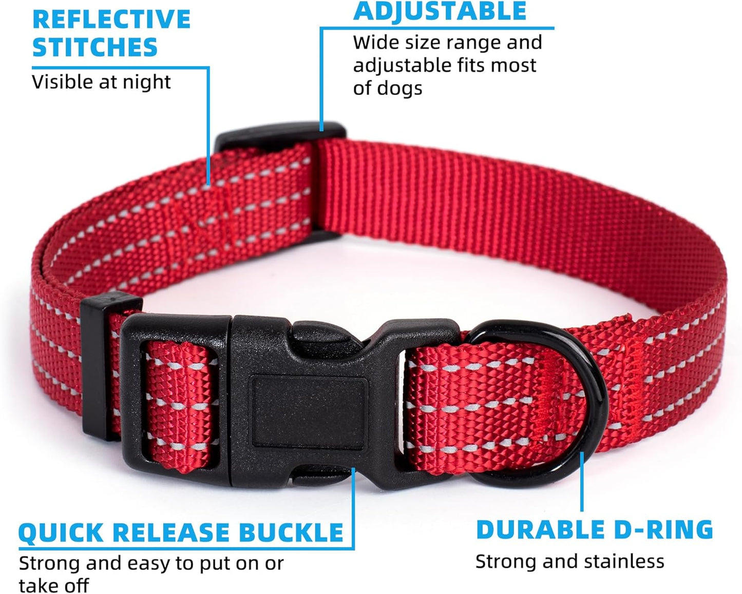 Lightweight Solid Red Collar for Medium Dogs