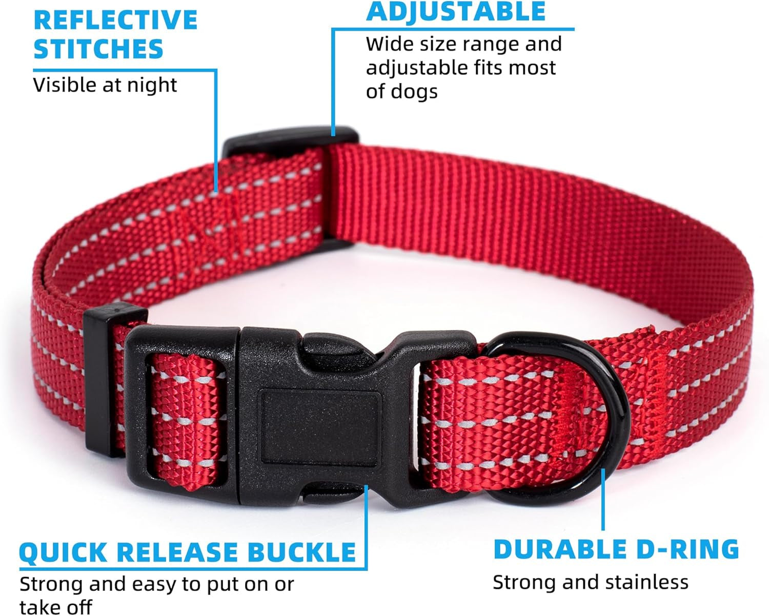 Lightweight Solid Red Collar for Medium Dogs