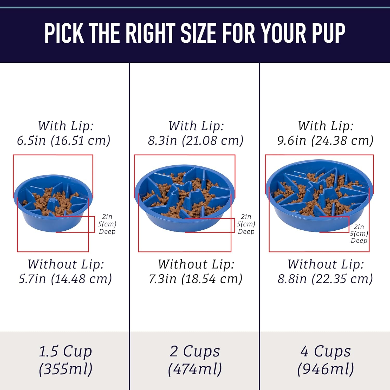 Leash Boss Puzzle Slow Feeder Dog Bowl (2 Cup) - Gray