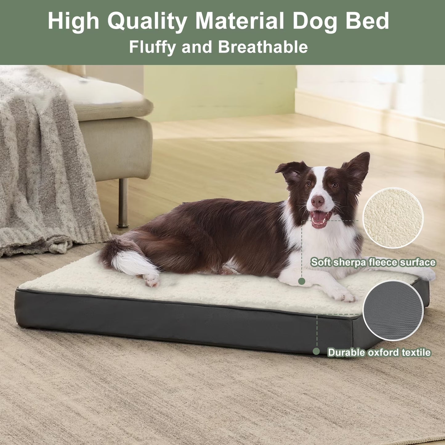 Dog Bed for Large Dogs, Grey White, 36"X27"X3")
