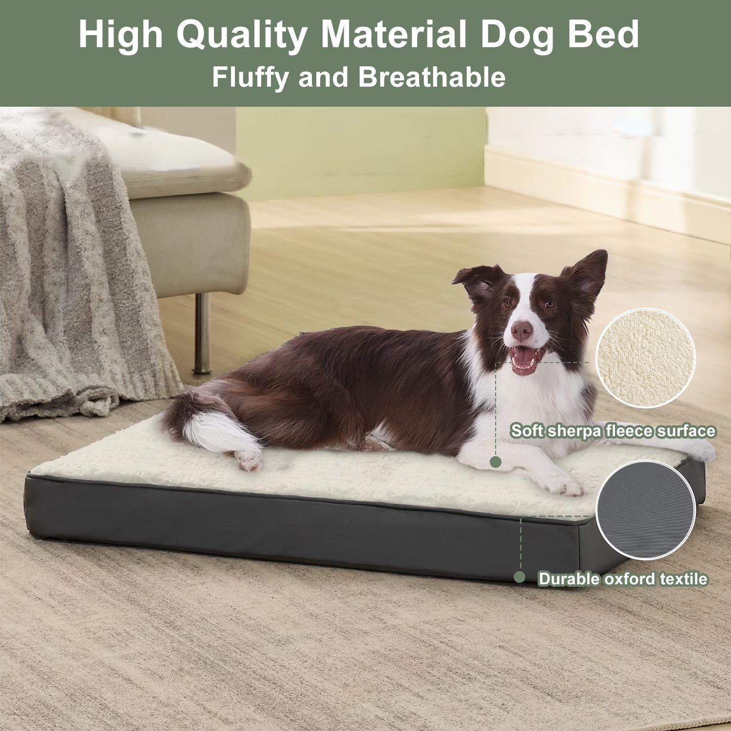 Dog Bed for Large Dogs, Grey White, 36"X27"X3")