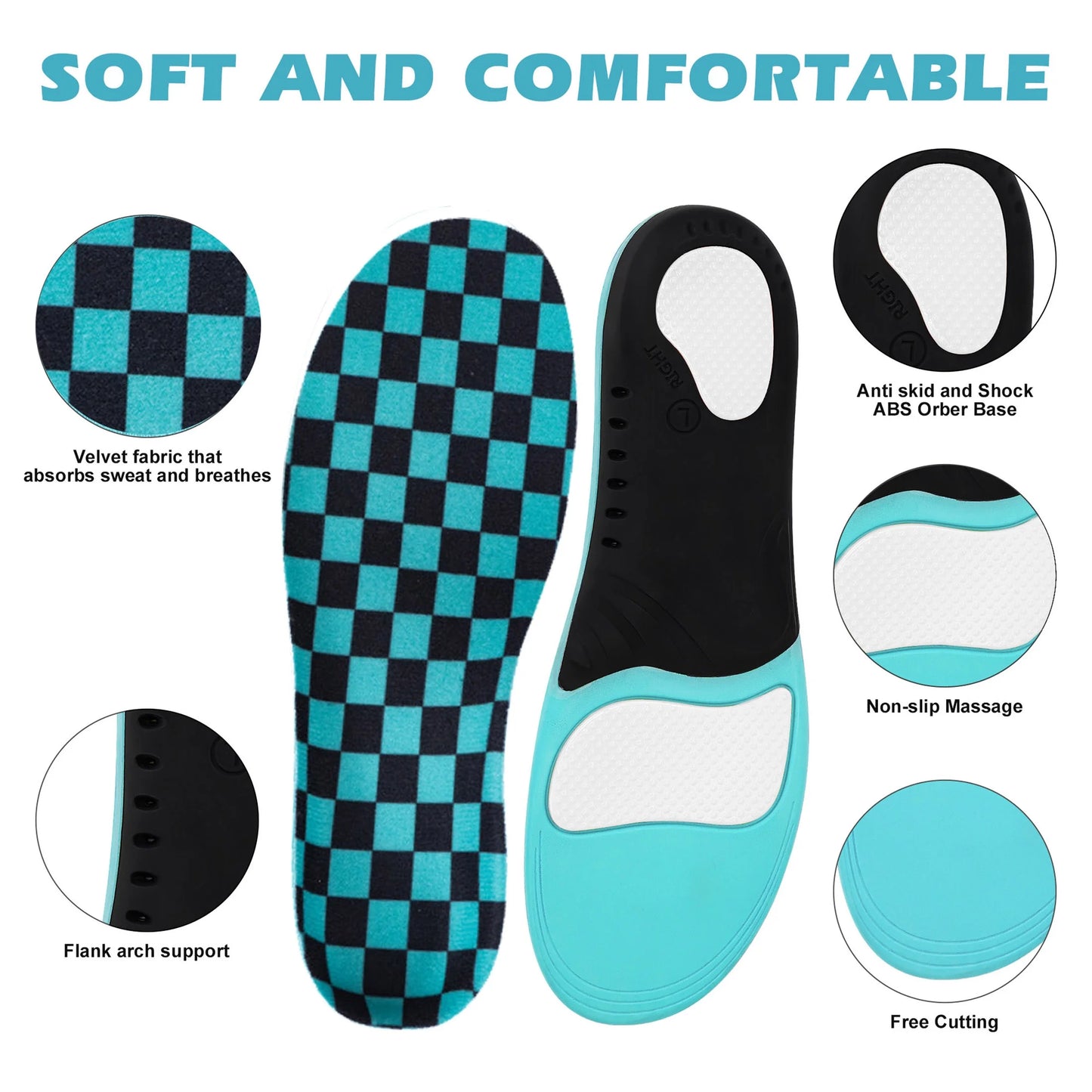 Orthotic Insoles for Plantar Fasciitis Relief for Flat Feet, Suitable for Men and Women, Size S