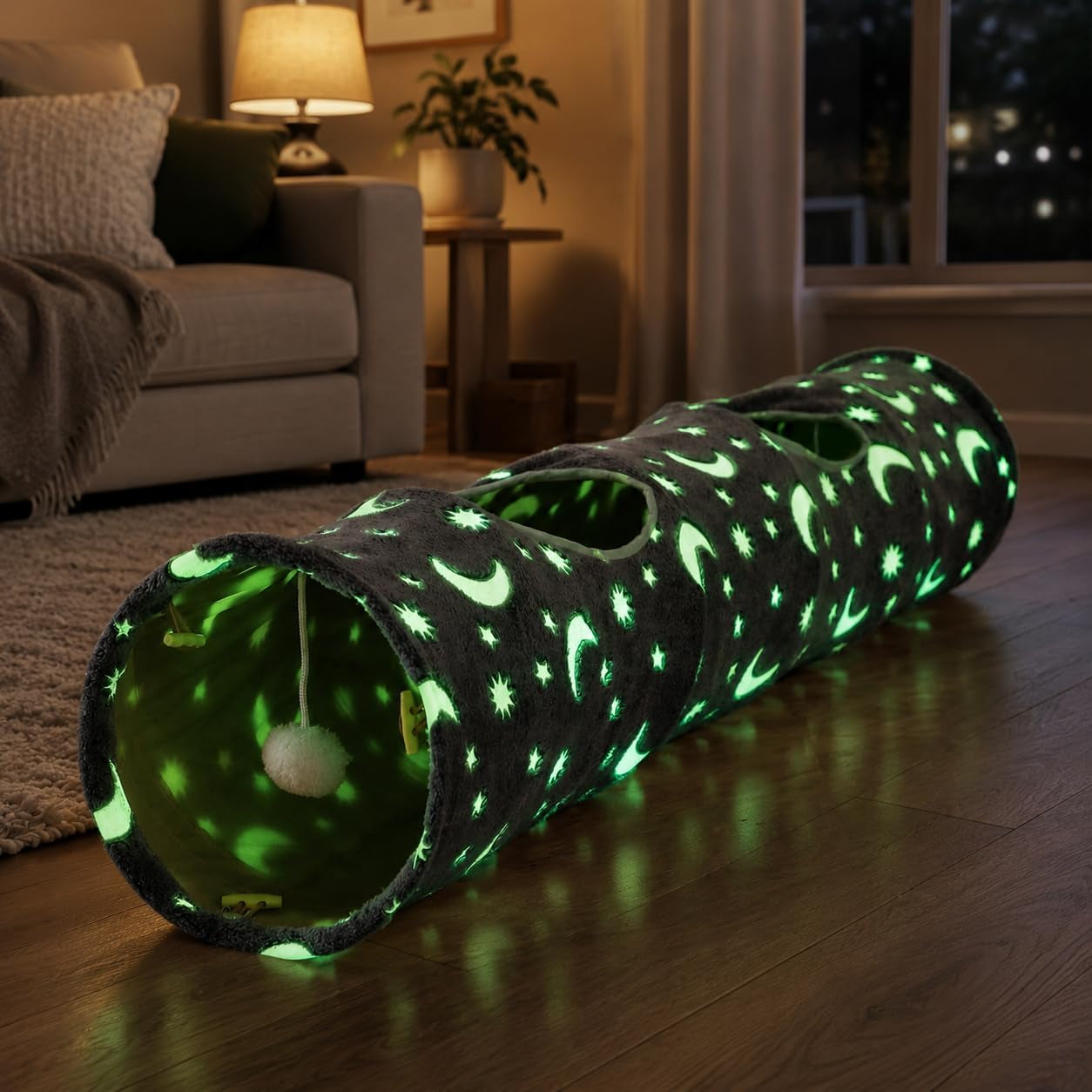 Cat Tunnel Tube with Plush Ball Toys Collapsible 