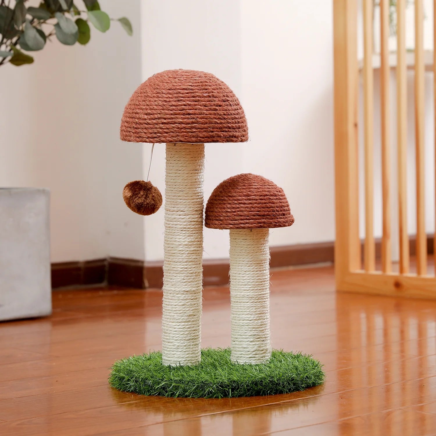 2 Mushrooms Cat Scratching Post 19" - Brown