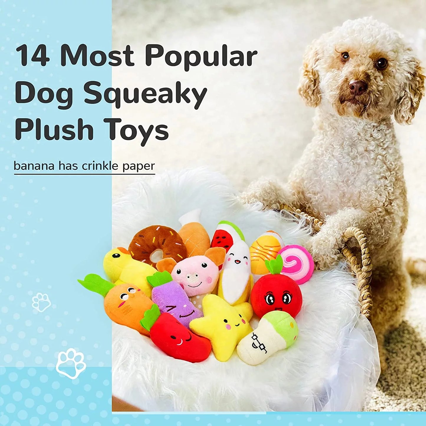 14 Pack Dog Squeaky Toys - Small Medium Dog Pets