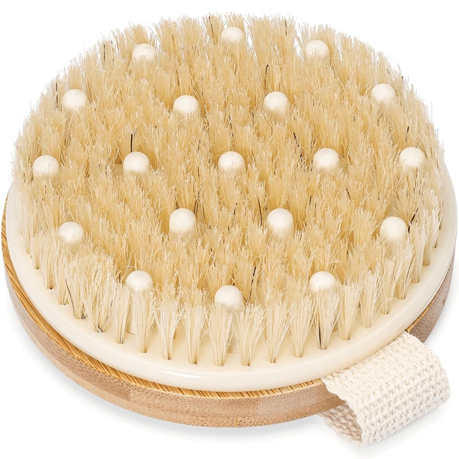 Organic Spa Exfoliation and Massage Scrub Brush with Natural Boar Bristles