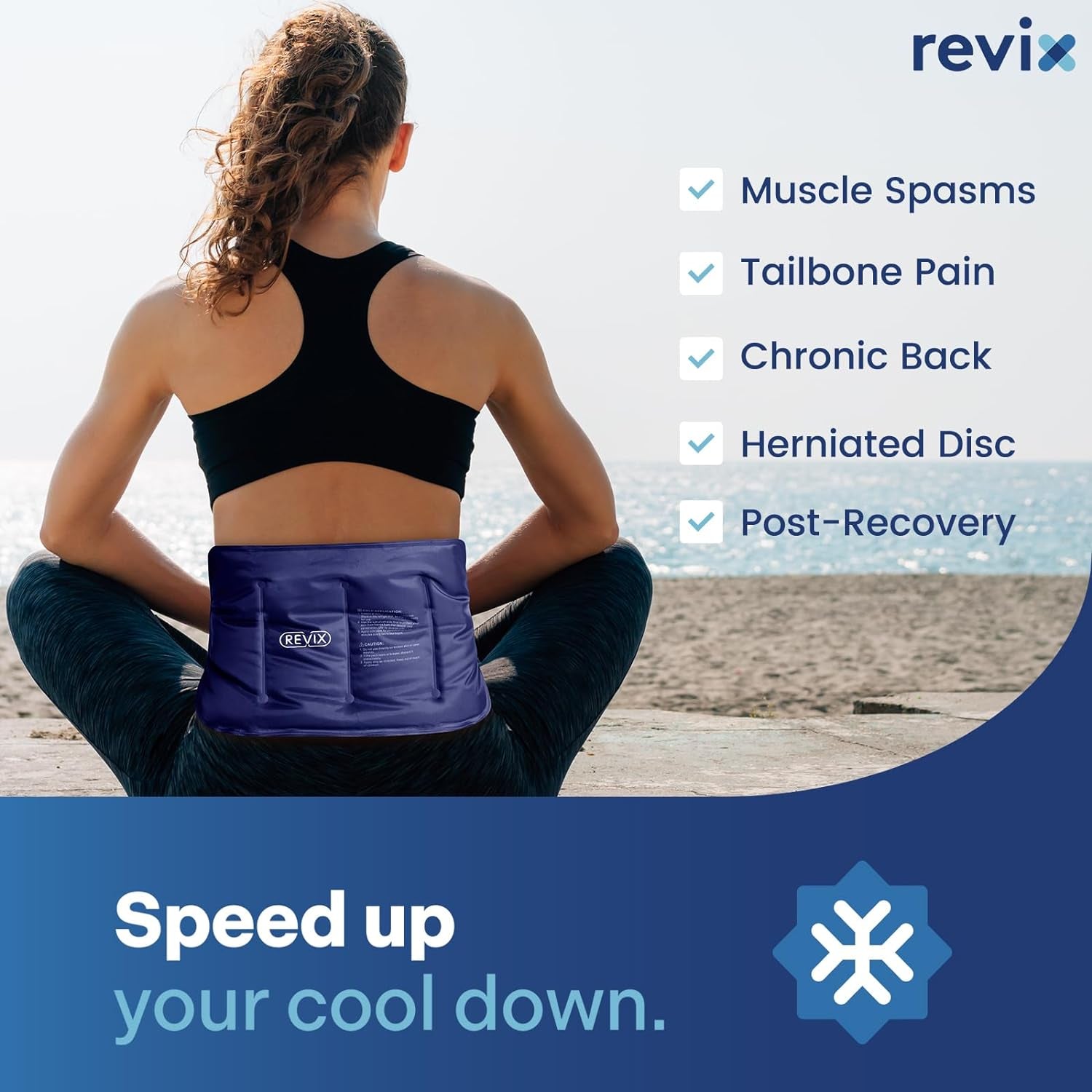 Ice Pack for Injuries Reusable Gel for Lower Back, 16 × 9" Navy