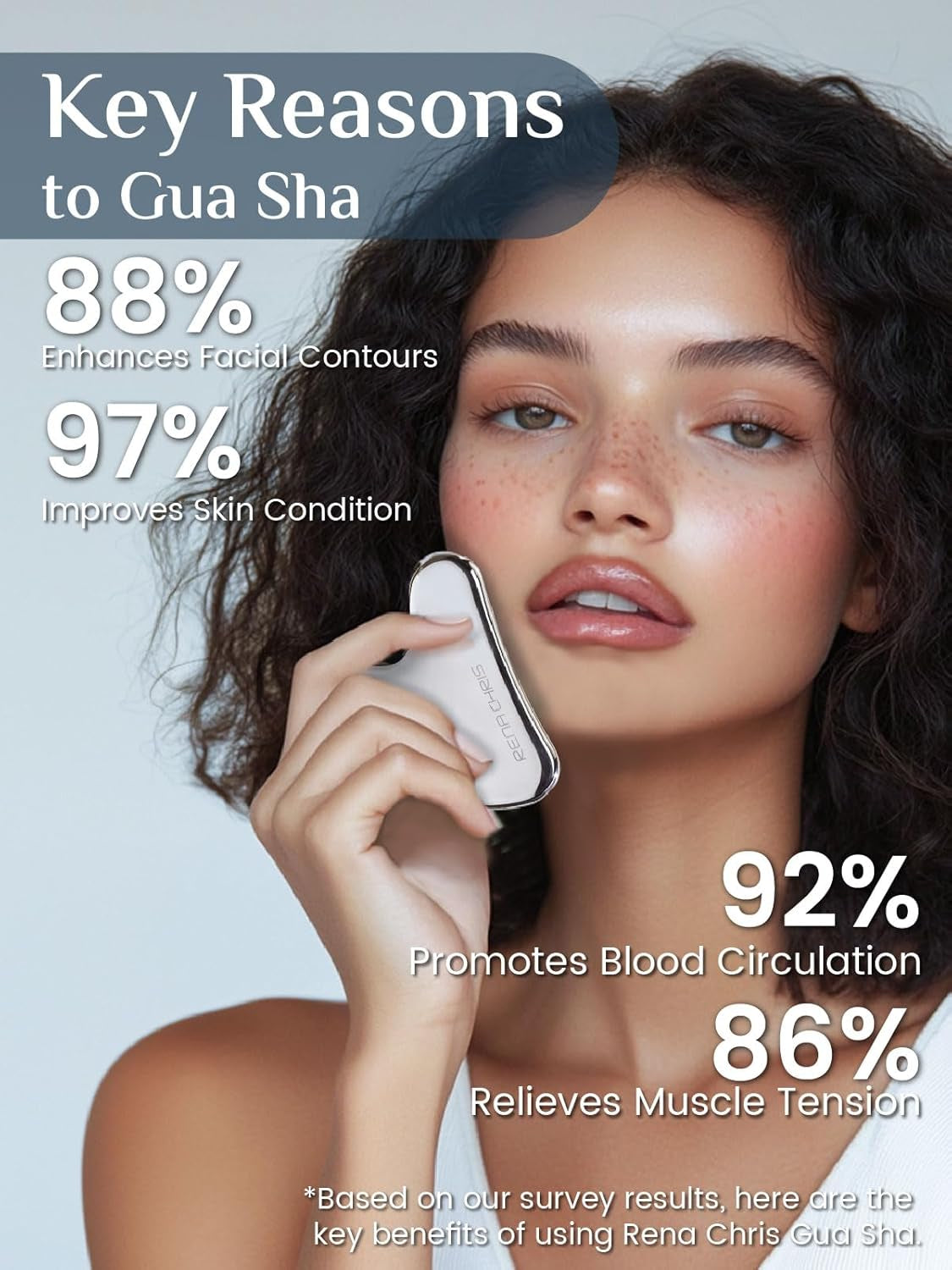 Gua Sha Facial Massage Tool, Skin-Care (Silver)