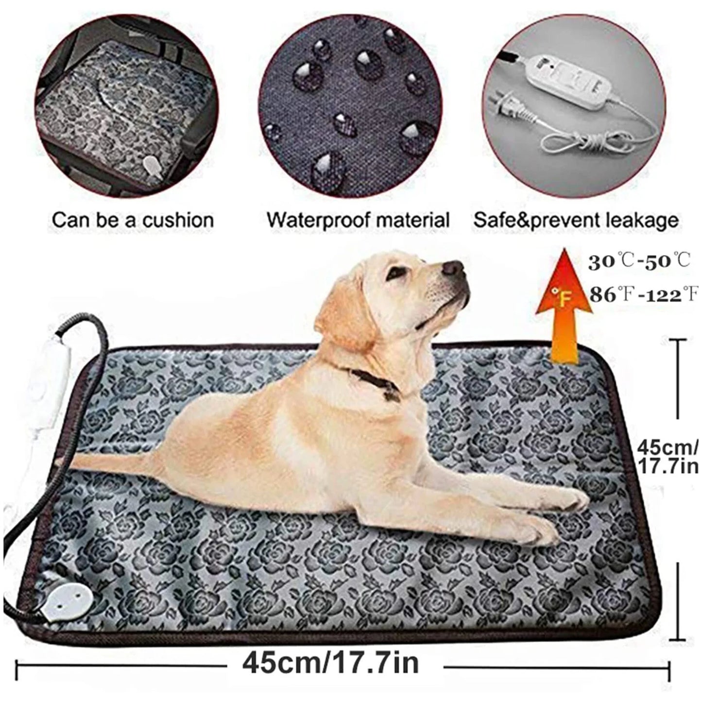 Heated Cat - Dog Bed Mat 17.7inch