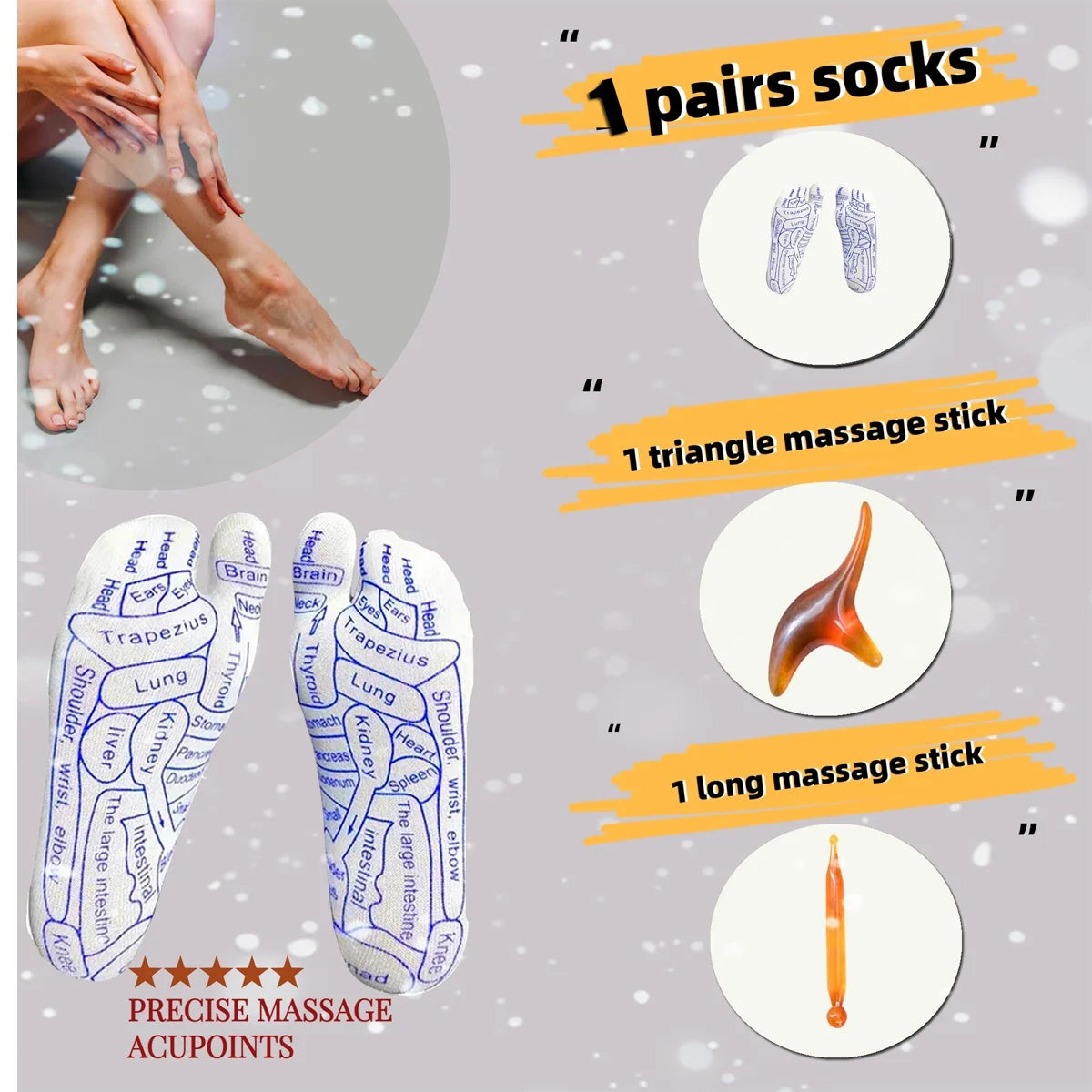 Reflexology Socks with Trigger Point Massage Tool, Foot Acupressure Reflexology Socks with Massage Socks Tools ,Relief Remedy for Foot Massage(Men,1Pair)