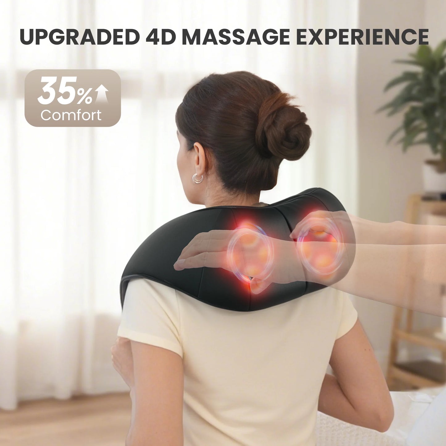 4D Shiatsu Cordless Neck Back Massager with Heat