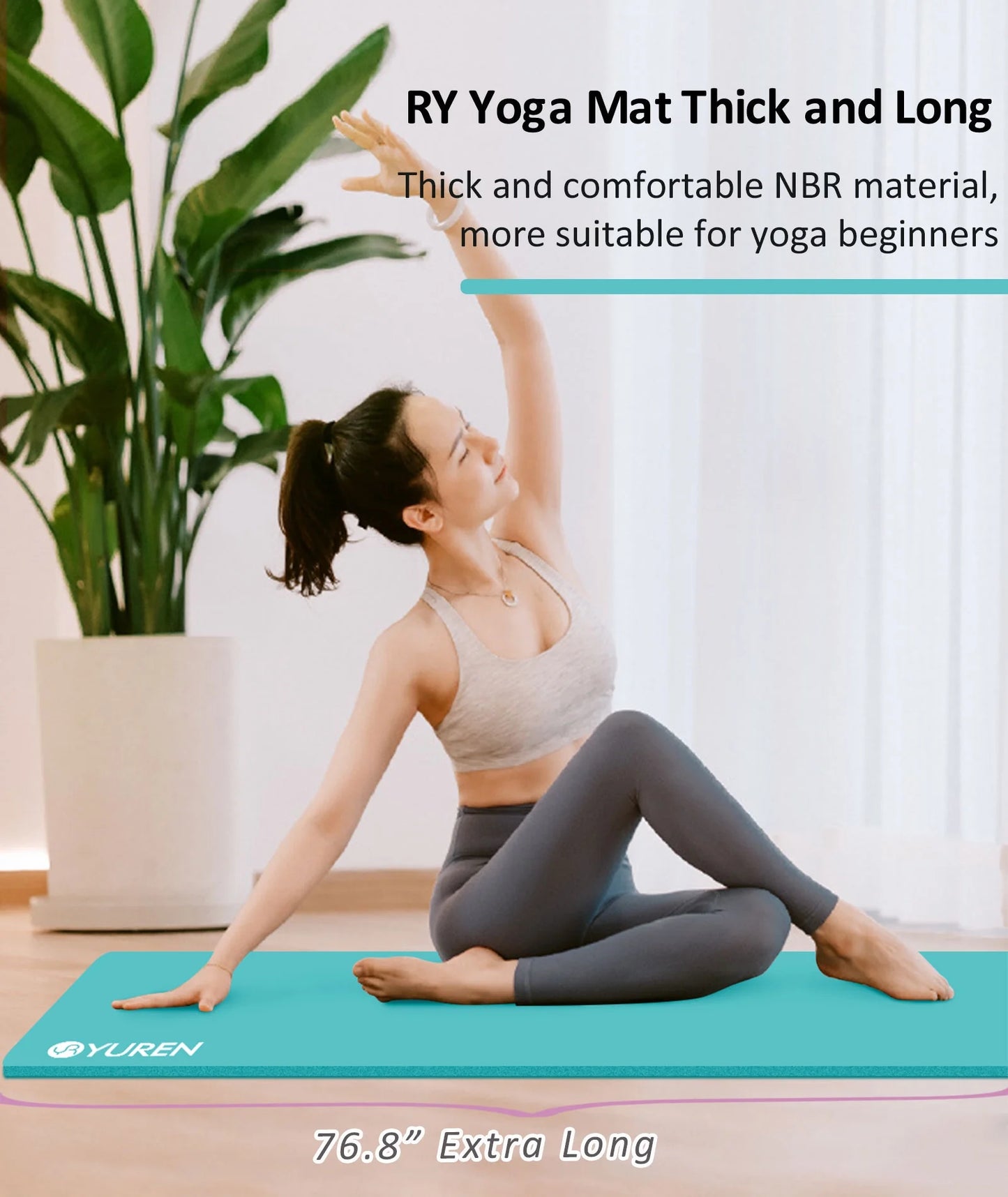 Extra Thick Yoga Mat 4/5" Hi-Density Foam 76" Long, Ice Blue