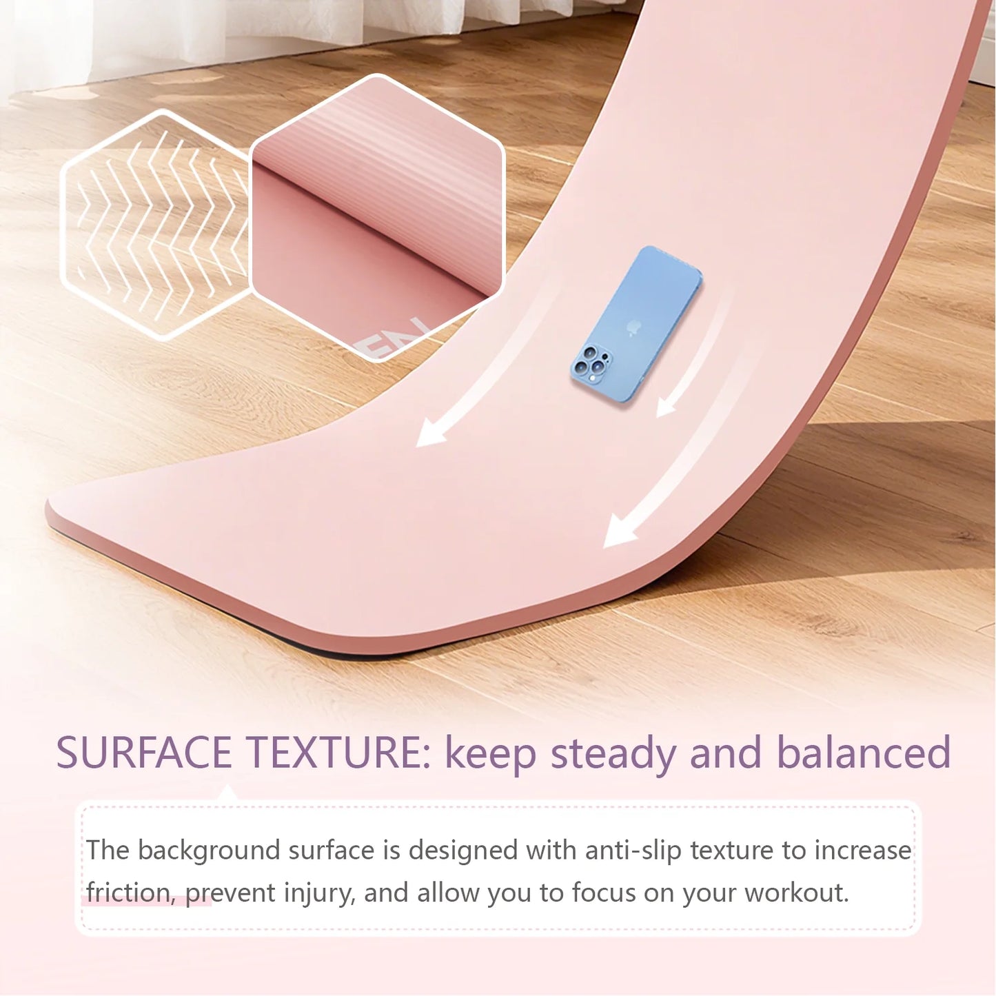 Thick Yoga Mat with Carry Bag, 76"x24"x 20mm Thick, Pink