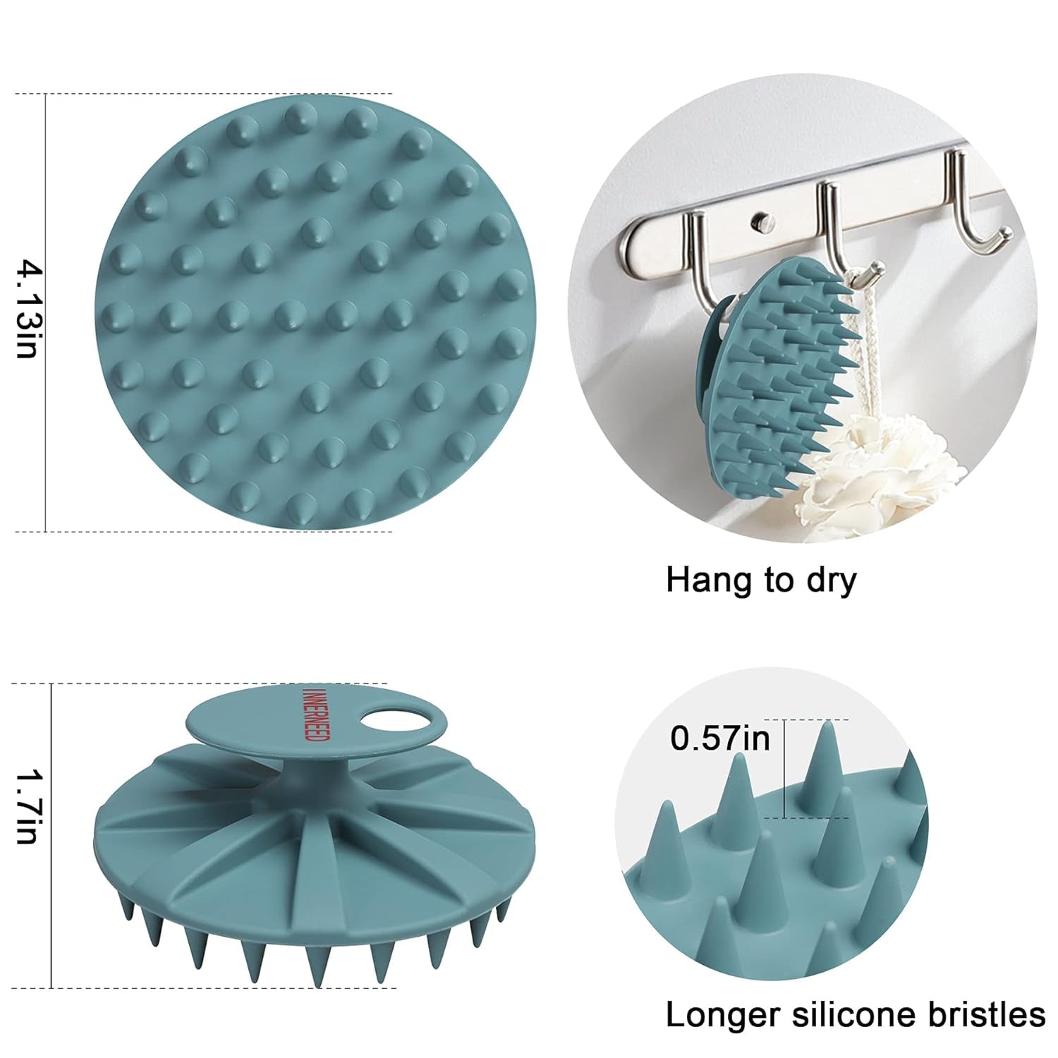 INNERNEED Scalp Massager Shampoo Brush (Dark Green)