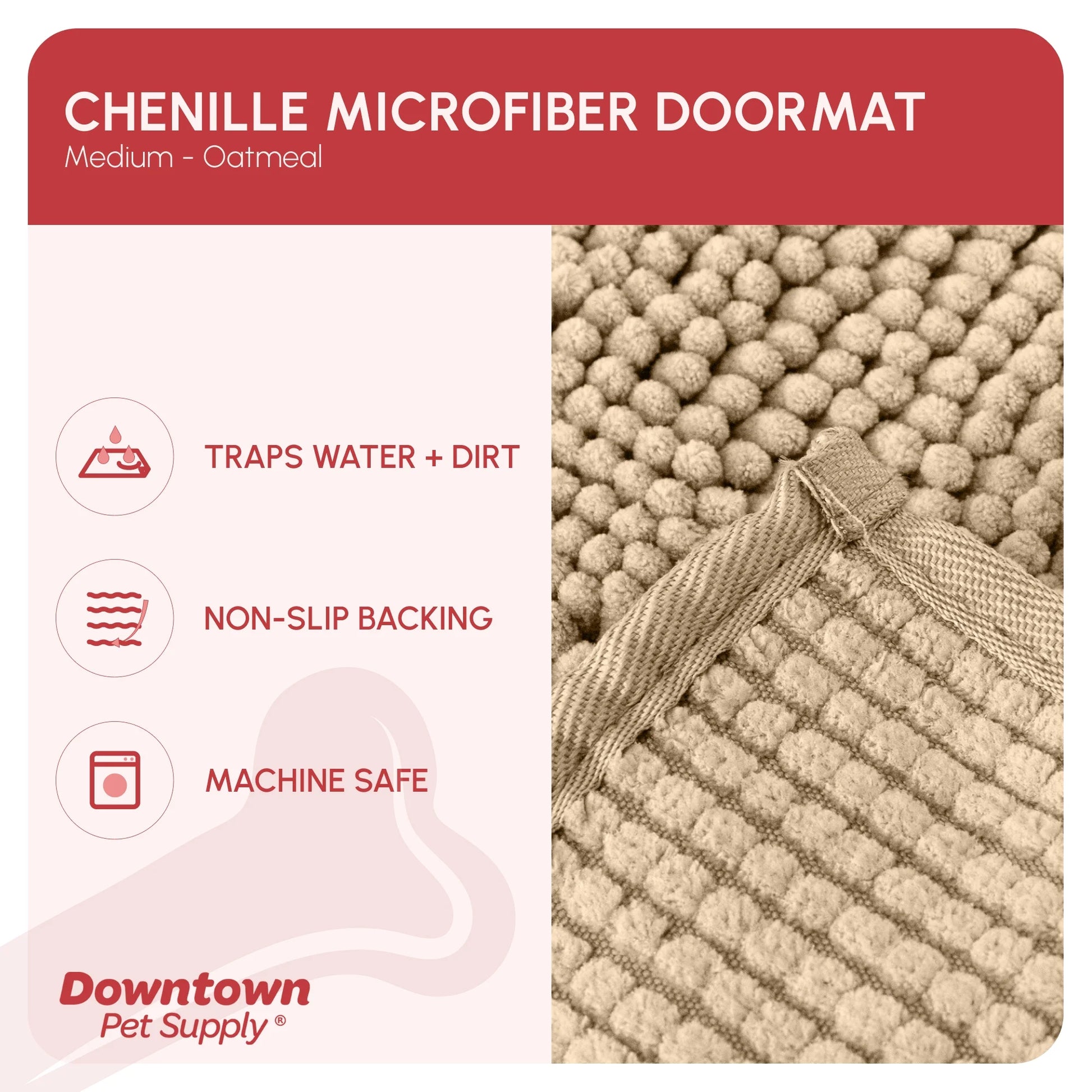 Dog Mat for Muddy Paws, Washable Dog Dog Mat, Oatmeal