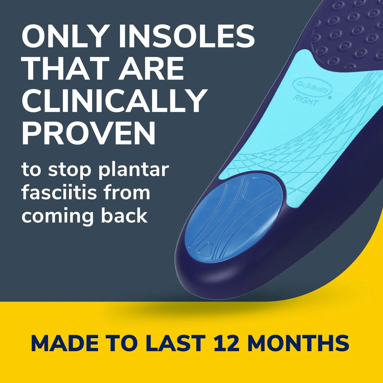Orthotics for Plantar Fasciitis Pain Relief, Shoe Sizes 6-10, 1 Pair