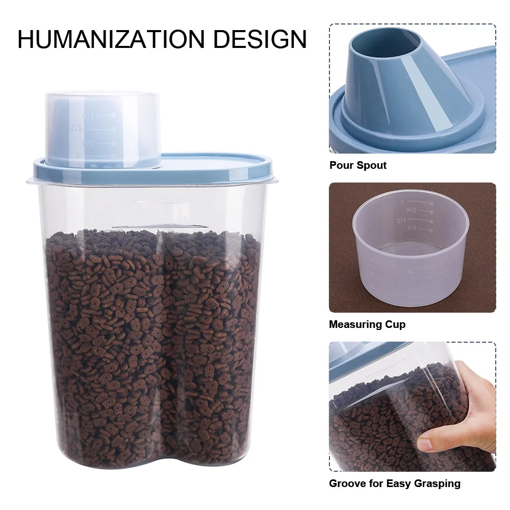 Pet Food Container Dog Cat Food Storage with Measuring Cup   2 Pack 2lb/2.5L