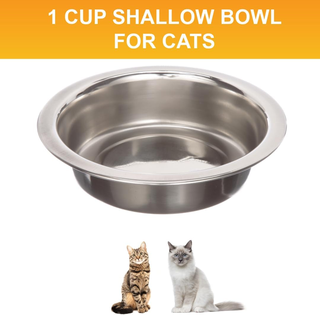 Neater Pet Brands Stainless Steel Shallow Cat Bowls, 8 oz. Capacity