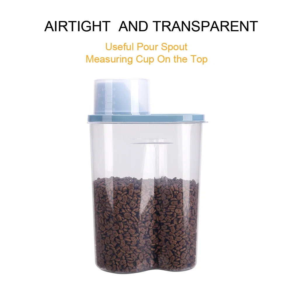 Pet Food Container Dog Cat Food Storage with Measuring Cup   2 Pack 2lb/2.5L