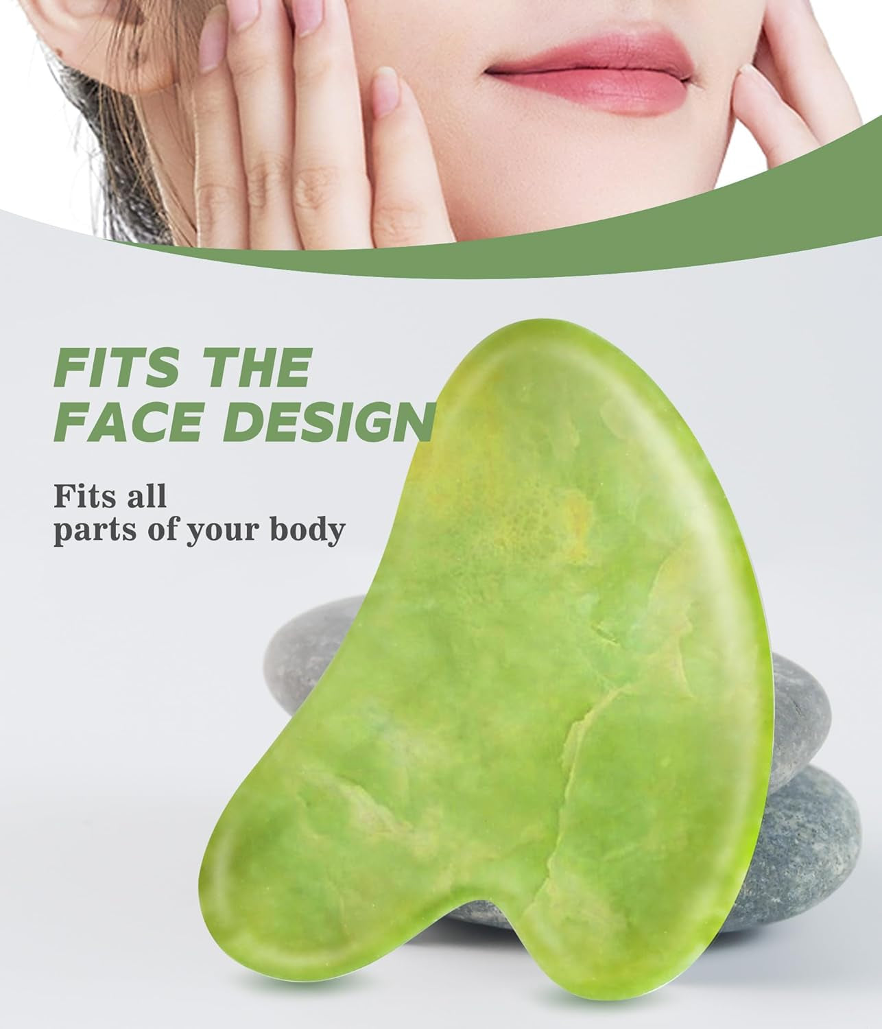 Boncun Jade Gua Sha Facial Tools for Face Massager Stones, Skincare and Body Massage Tools, Sculpting (Green)