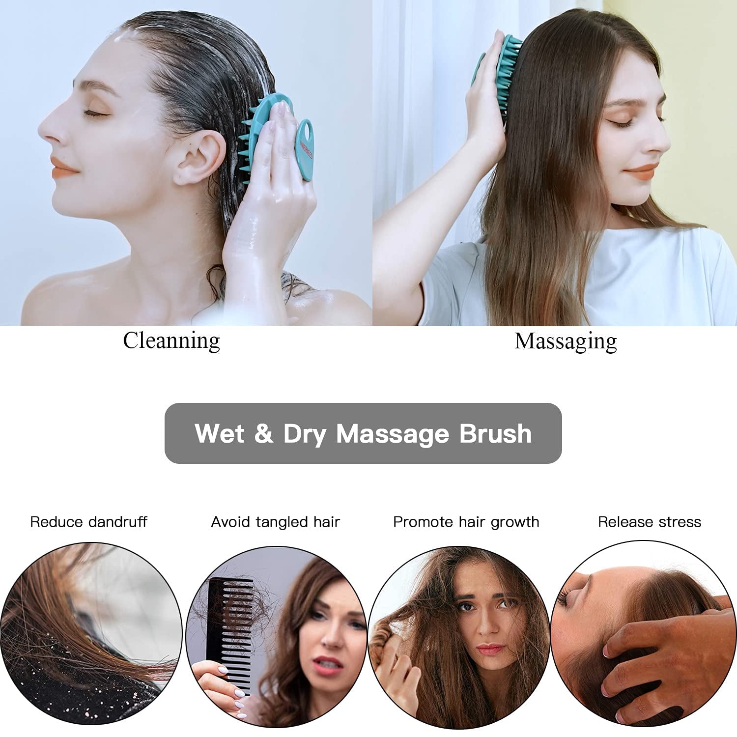 INNERNEED Scalp Massager Shampoo Brush (Dark Green)