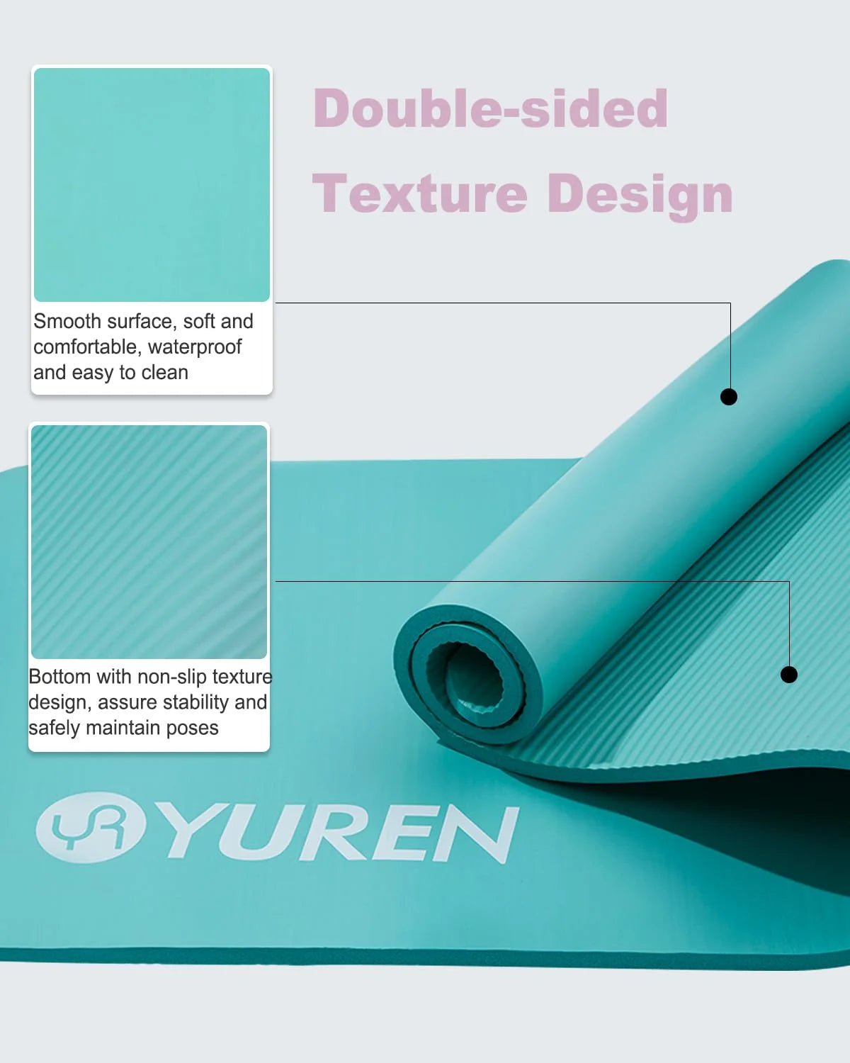 Extra Thick Yoga Mat 4/5" Hi-Density Foam 76" Long, Ice Blue