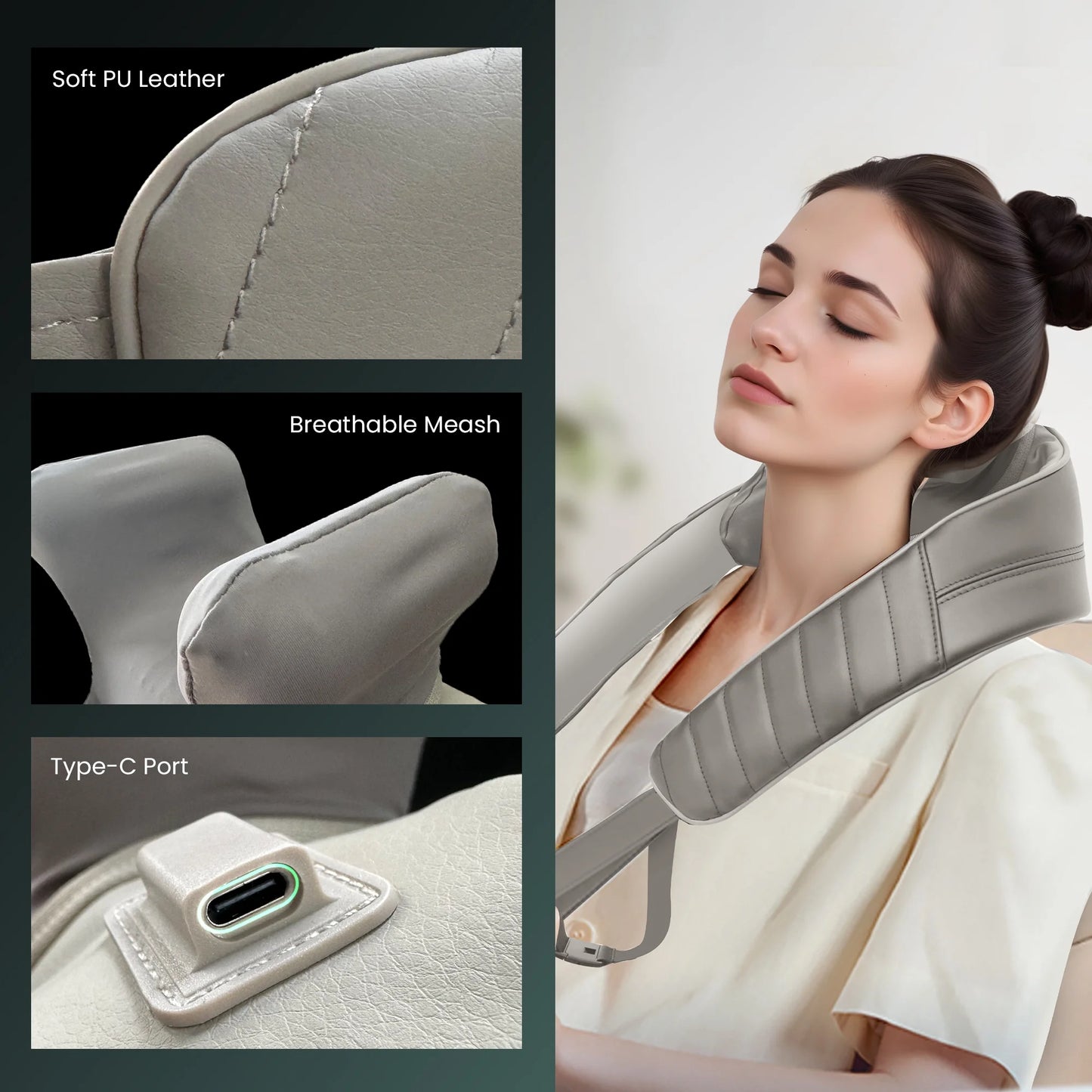 Cordless Shiatsu Neck & Shoulder Massager with Heat for Pain Relief.