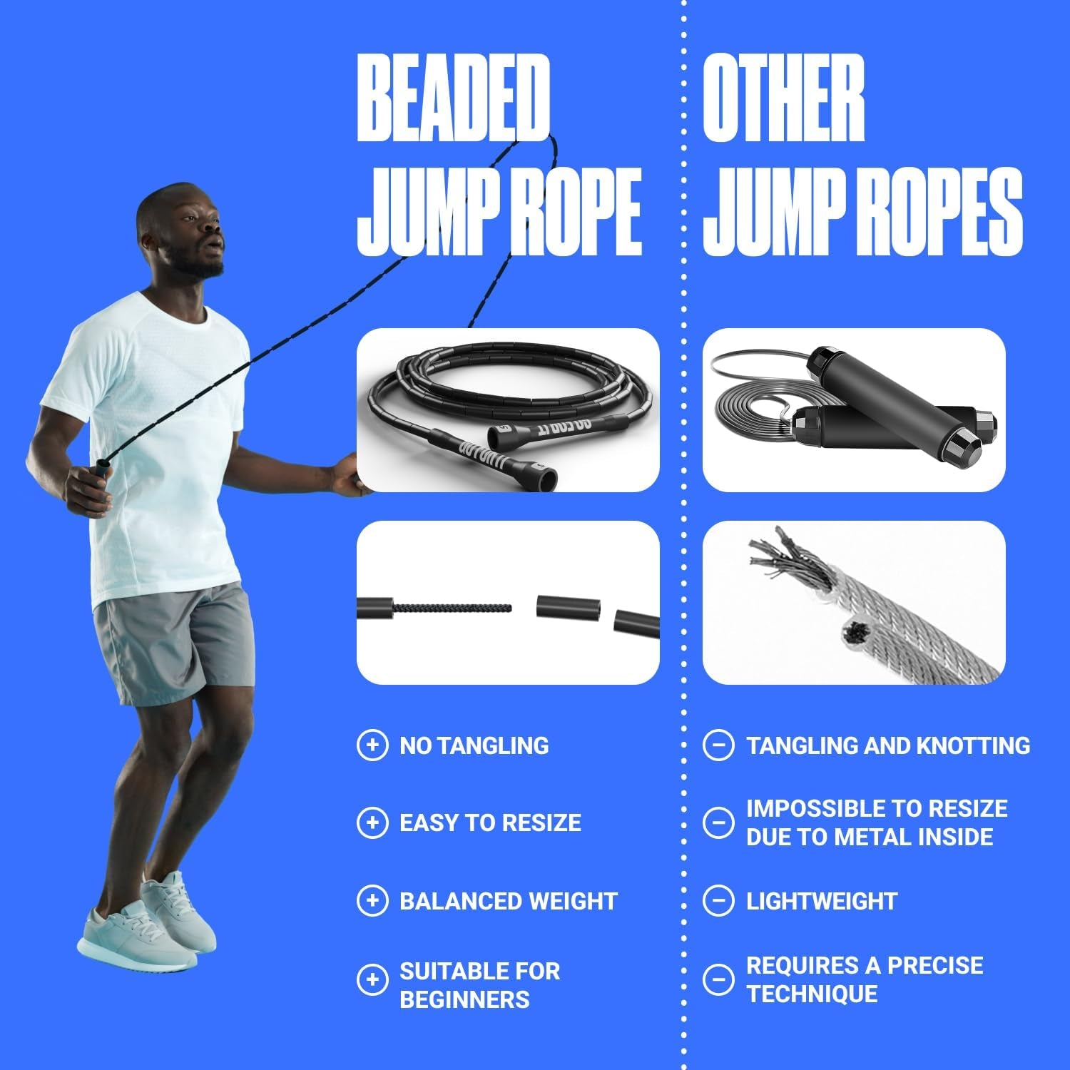 Sportbit Custom-Fit Beaded Jump Rope 