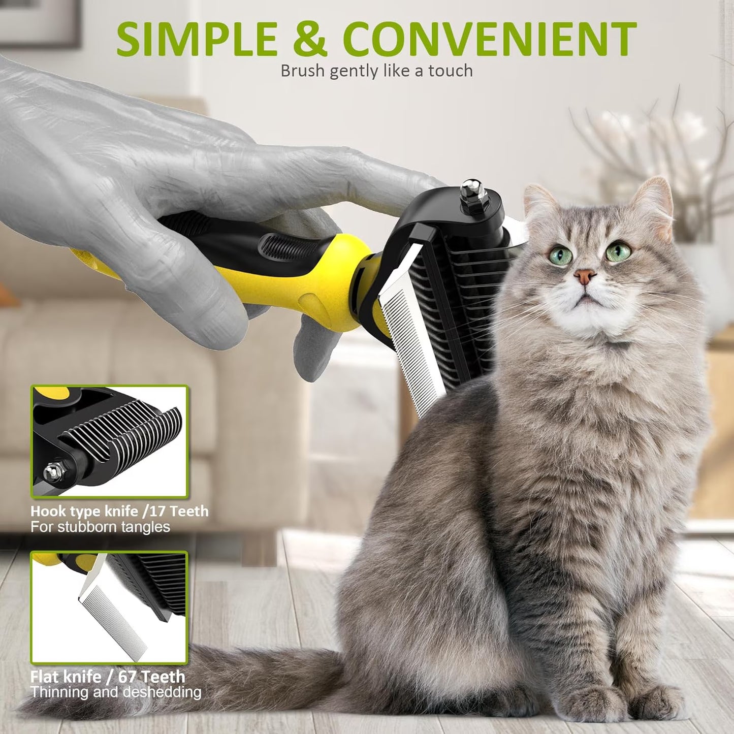 2 in 1 Professional Grooming Rake for Cats & Dogs 