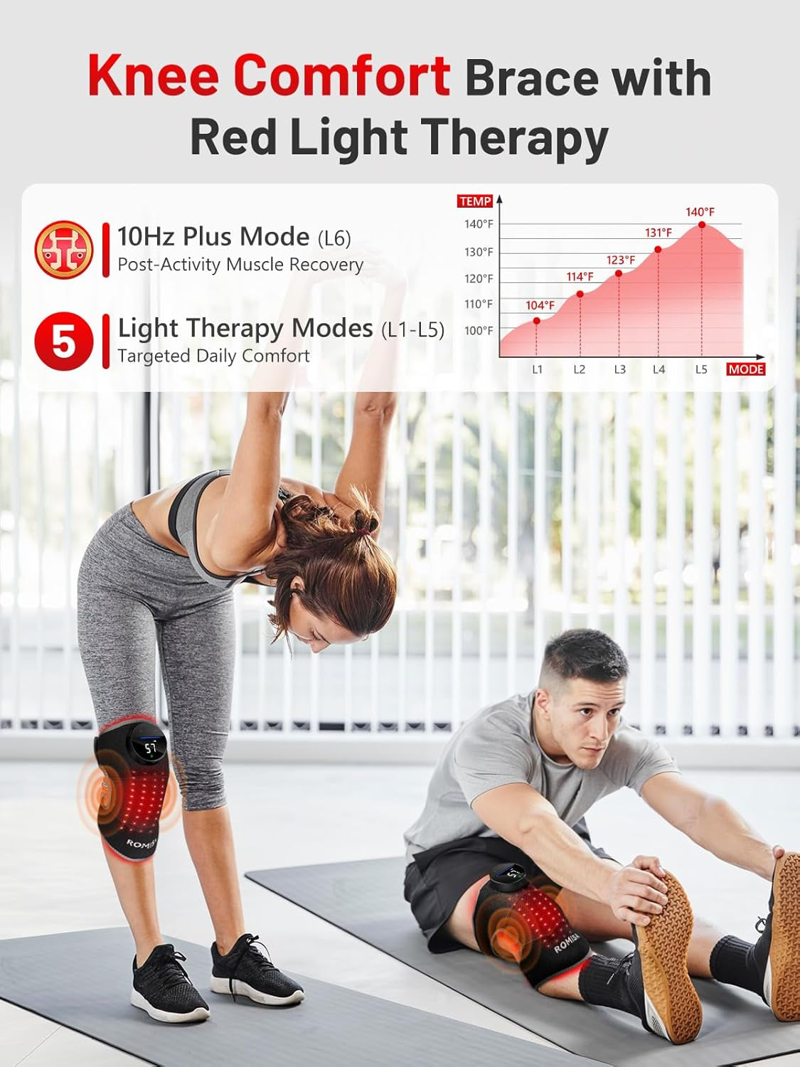 ROMISA Red Light Therapy Knee Brace Vibration