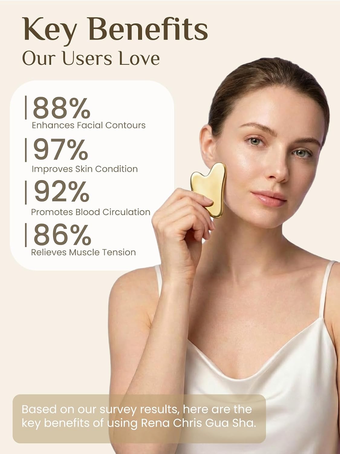 Gua Sha Facial Massage Tool, Skin-Care Gift (Golden)