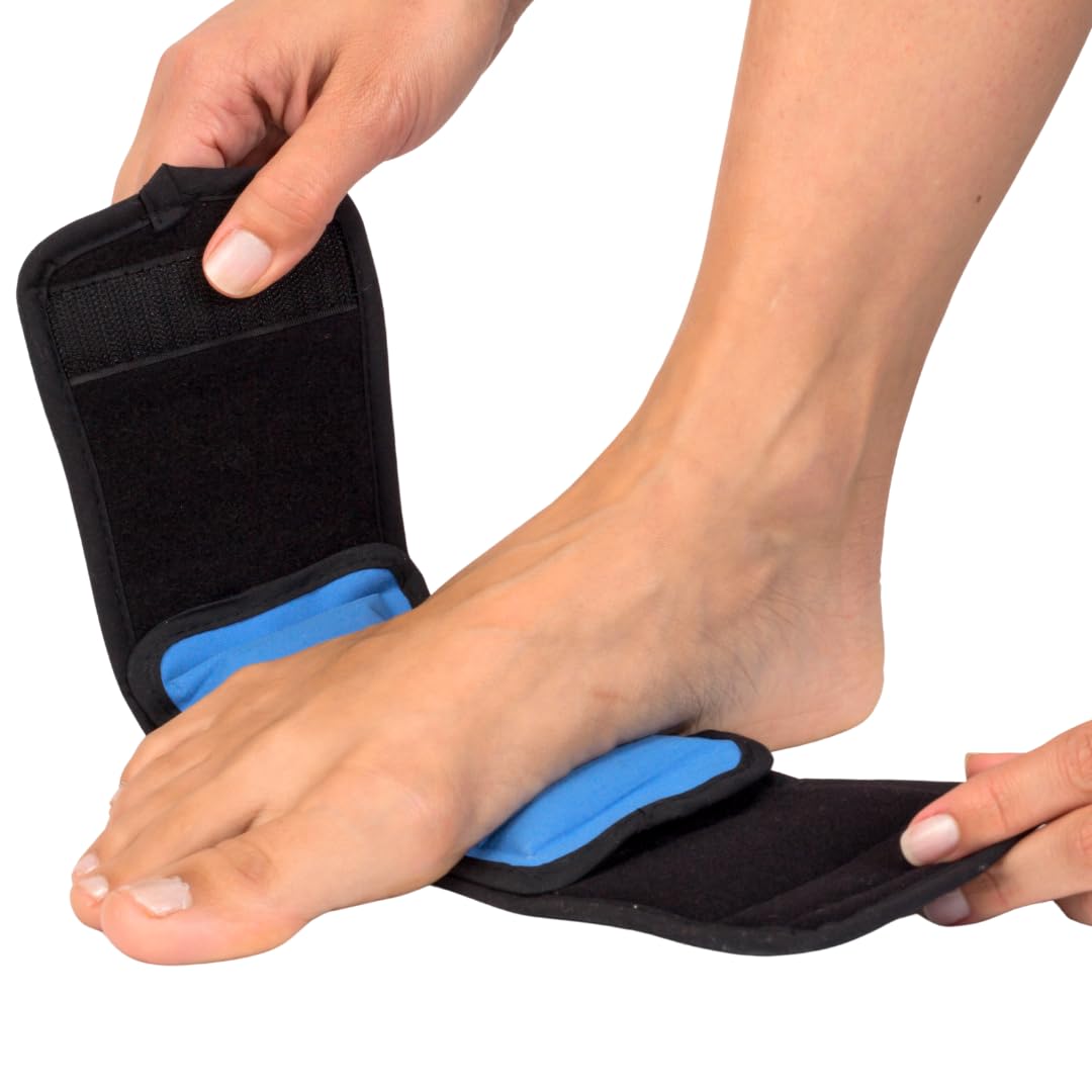 NatraCure Reusable Gel Ice Pack Wrap – Pain Relief for Foot, Wrist & Heel (3x5", 14" Strap)